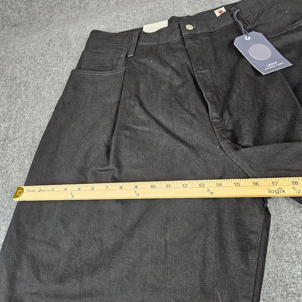 $248 Levis Wide Pleat Crop Japanese Fabric Jeans Mens 36 Black Denim NEW